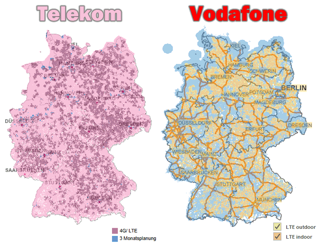LTE Ausbau von Telekom und Vodafon (August 2012)