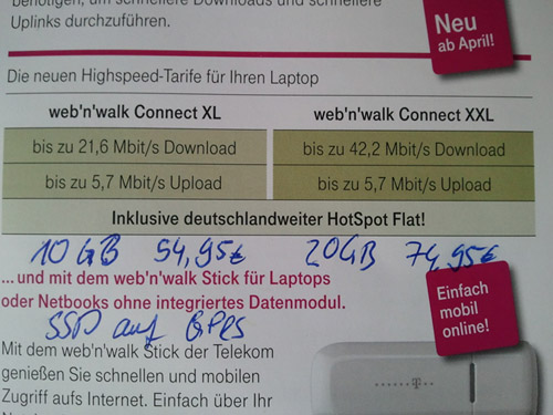 Telekom web'n'walk Tarife 2011